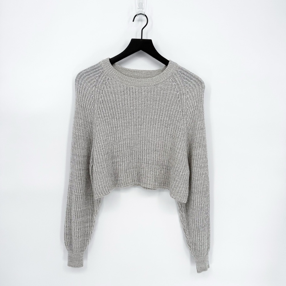 ☀️ 3/$25 Aeropostale Ribbed Cropped Knit Sweater Gray XS